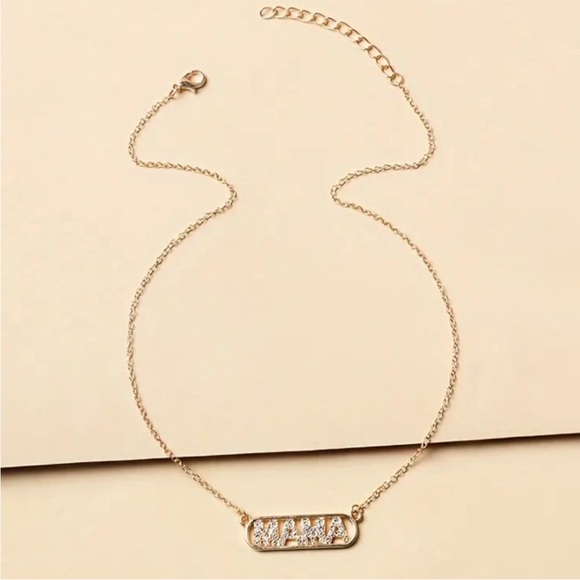 GORGEOUS Crystal Rhinestone MAMA Tag Necklace NEW - Picture 5 of 8
